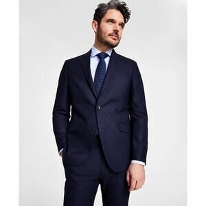 Kenneth Cole Reaction Men's Navy Houndstooth Techni-Cole Slim Blazer Size 40R